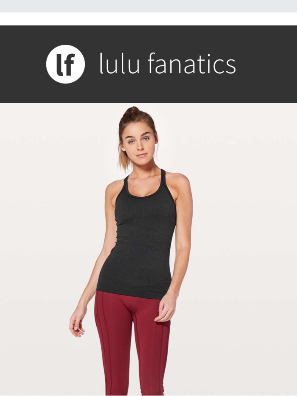 Lululemon Ebb To Street Tank Top II sz 6 Black Built in Bra Ribbed 645